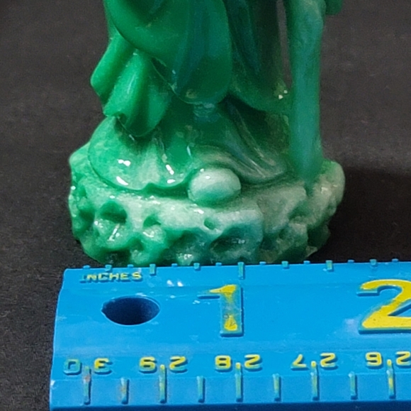 Vintage Chinese God Sau, a domed head and carrying a peach and walking stick - Picture 7 of 8